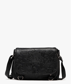 sac besace avec rabat a motifs fleuris porte croise femme noir standard sacs bandouliereF106401_1