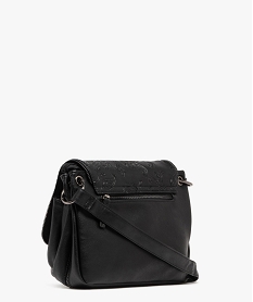 sac besace avec rabat a motifs fleuris porte croise femme noir standard sacs bandouliereF106401_2