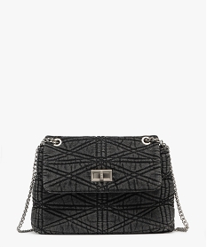 GEMO Sac besace en jean matelassé à bandoulière chaîne femme noir standard