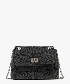 sac besace en jean matelasse a bandouliere chaine femme noir standard sacs bandouliereF106701_4