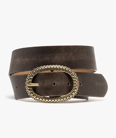 GEMO Ceinture large aspect patiné à large boucle fantaisie femme noir standard