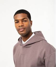 sweat a capuche uni homme violet sweatsF107201_2