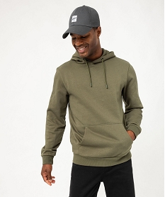 sweat a capuche interieur molletonne homme vert sweatsF107901_2