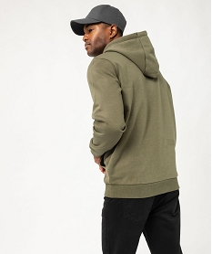 sweat a capuche interieur molletonne homme vert sweatsF107901_3