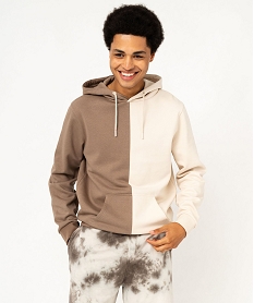 sweat a capuche en molleton homme beige sweatsF108101_2