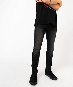 GEMO Jean skinny en coton stretch délavé homme noir vif