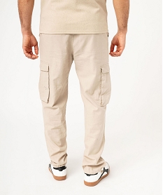 pantalon cargo en lin a taille elastiquee homme blanc pantalonsF110301_3