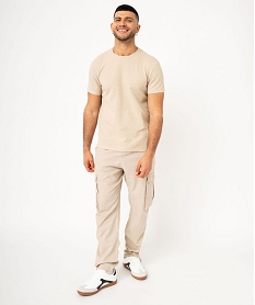 pantalon cargo en lin a taille elastiquee homme blanc pantalonsF110301_4