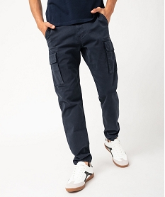 GEMO Pantalon cargo coupe straight en coton stretch homme Bleu