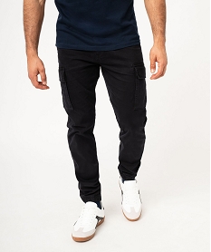 GEMO Pantalon cargo coupe straight en coton stretch homme noir standard