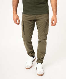 GEMO Pantalon cargo coupe straight en coton stretch homme kaki standard