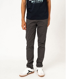 GEMO Pantalon chino coupe slim en coton stretch homme Gris