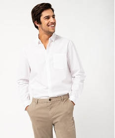 GEMO Chemise manches longues regular fit unie facile à repasser homme blanc standard