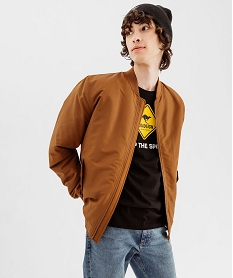 GEMO Blouson zippé style bombers homme marron standard