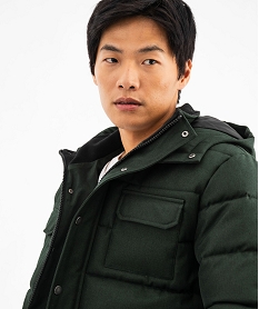 blouson chine a capuche amovible homme vert manteaux et blousonsF116301_2
