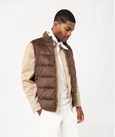 GEMO Blouson sans manches toucher peau de pêche homme marron standard