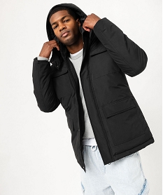 GEMO Parka rembourrée à capuche multipoche homme noir standard