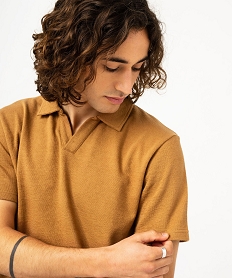 polo a manches courtes en maille texturee homme brun polosF117501_2