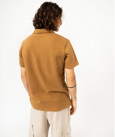 polo a manches courtes en maille texturee homme brun polosF117501_3