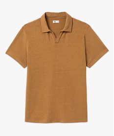 polo a manches courtes en maille texturee homme brun polosF117501_4
