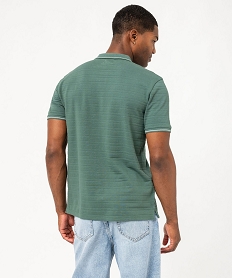 polo a manches courtes effet raye homme vert polosF118101_3