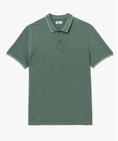 polo a manches courtes effet raye homme vert polosF118101_4