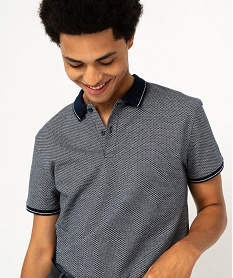 polo manches courtes a micro motifs jacquard homme bleu polosF118201_2