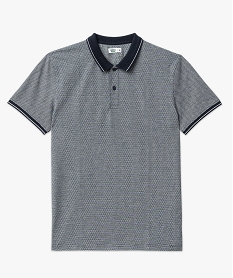 polo manches courtes a micro motifs jacquard homme bleu polosF118201_4