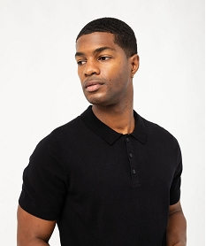 polo manches courtes en maille de coton homme noir polosF118501_2