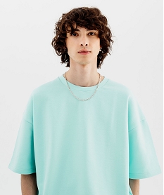 GEMO Tee-shirt maille sweat coupe loose homme bleu vif