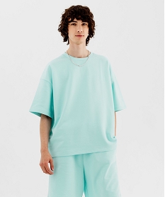 tee-shirt maille sweat coupe loose homme bleu tee-shirtsF119801_2