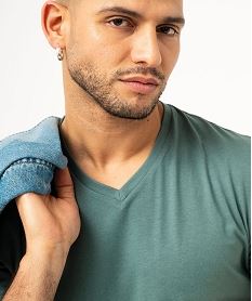 tee-shirt a manches courtes et col v homme vert tee-shirtsF120601_4