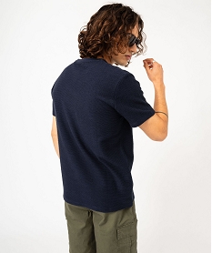 tee-shirt a manches courtes en maille texturee aspect raye homme bleu tee-shirtsF120901_3