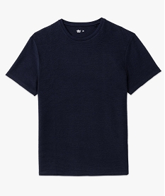 tee-shirt a manches courtes en maille texturee aspect raye homme bleu tee-shirtsF120901_4