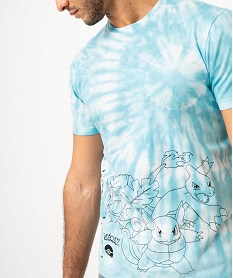 tee-shirt manches courtes tie-and-dye imprime homme - pokemon bleu tee-shirtsF123001_2