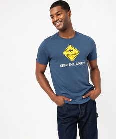 GEMO Tee-shirt manches courtes imprimé homme - Roadsign bleu standard
