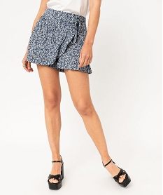 GEMO Jupe short à motifs fleuris avec volants femme Imprimé