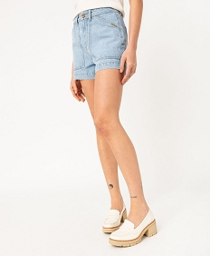 GEMO Short en jean ample à taille haute femme - LuluCastagnette bleu vif