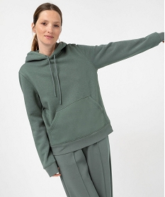 GEMO Sweat à capuche en molleton doux femme vert standard
