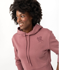 GEMO Sweat à capuche coupe courte femme rose standard