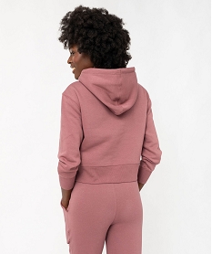 sweat a capuche coupe courte femme rose sweatsF126901_3
