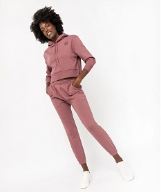 sweat a capuche coupe courte femme rose sweatsF126901_4