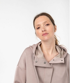 sweat a capuche oversize en maille douce femme brun sweatsF127001_2
