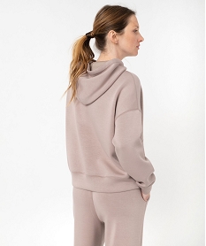 sweat a capuche oversize en maille douce femme brun sweatsF127001_3