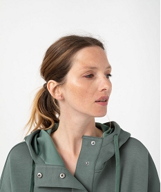sweat a capuche oversize en maille douce femme vert sweatsF127101_2