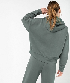 sweat a capuche oversize en maille douce femme vert sweatsF127101_3