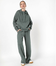sweat a capuche oversize en maille douce femme vert sweatsF127101_4