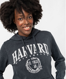 sweat a capuche avec motif sur le buste femme - harvard university gris sweatsF127201_2