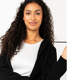 sweat zippe a capuche femme noir standard sweatsF127401_2