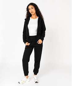 sweat zippe a capuche femme noir standard sweatsF127401_4